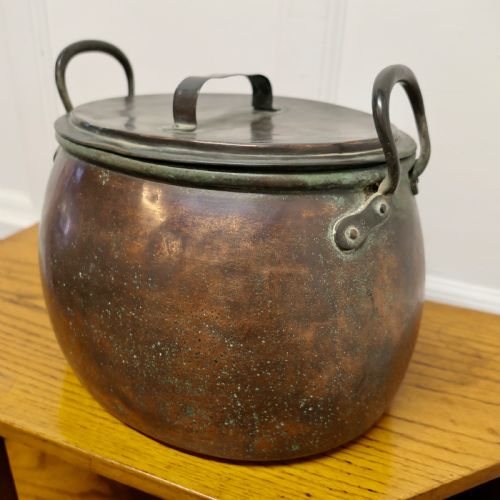 19th Century Copper Cooking Pot, Cauldron with Lid