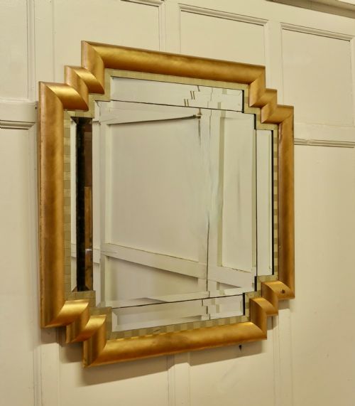 LARGE FRENCH ART DECO ODEON STYLE GILT MIRROR
