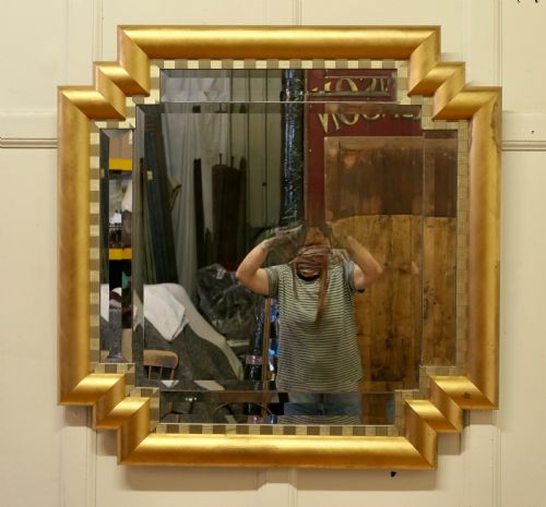 LARGE FRENCH ART DECO ODEON STYLE GILT MIRROR - ADDITIONAL PHOTO 2