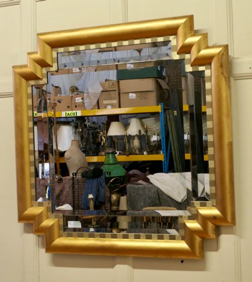 LARGE FRENCH ART DECO ODEON STYLE GILT MIRROR - ADDITIONAL PHOTO 3