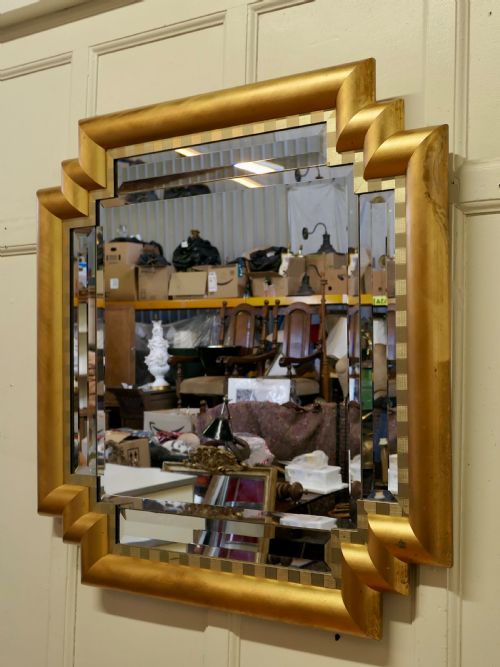 LARGE FRENCH ART DECO ODEON STYLE GILT MIRROR - ADDITIONAL PHOTO 4
