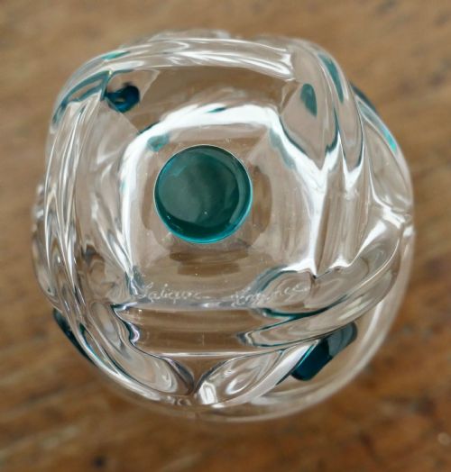 LALIQUE FLORIDE TURQUOISE CRYSTAL SET OF 6 WHISKEY TUMBLERS AND ASSIETTE - ADDITIONAL PHOTO 8