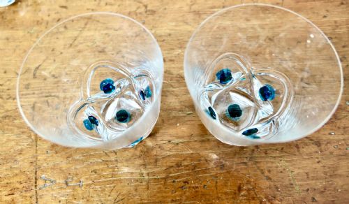 LALIQUE FLORIDE TURQUOISE CRYSTAL SET OF 6 WHISKEY TUMBLERS AND ASSIETTE - ADDITIONAL PHOTO 9