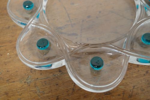 LALIQUE FLORIDE TURQUOISE CRYSTAL SET OF 6 WHISKEY TUMBLERS AND ASSIETTE - ADDITIONAL PHOTO 10