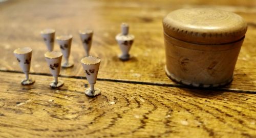 3 HAND MADE SYCAMORE TREEN POTS 1 WITH MINIATURES - ADDITIONAL PHOTO 6