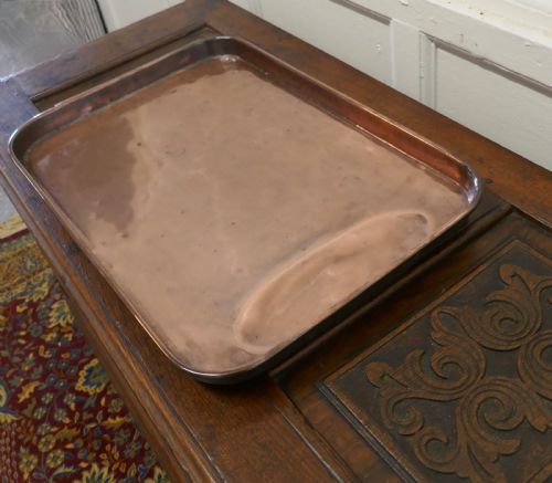 LARGE 18TH CENTURY COPPER ROASTING TRAY WITH GRAVY WELL - ADDITIONAL PHOTO 2
