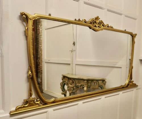 A Very Large Art Nouveau Gilt Over Mantle Mirror