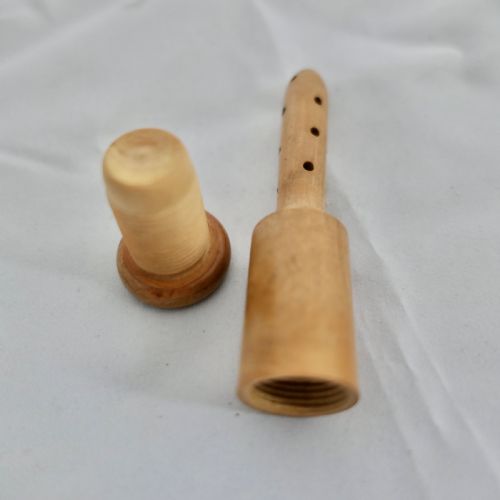 3 19TH CENTURY HAND MADE TREEN ITEMS POWDER PERFUME AND MATCHES - ADDITIONAL PHOTO 2