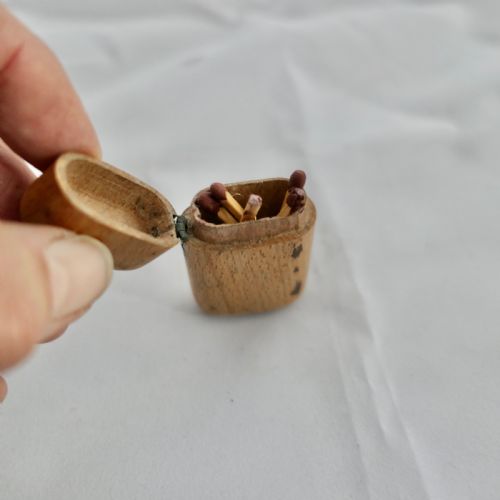 3 19TH CENTURY HAND MADE TREEN ITEMS POWDER PERFUME AND MATCHES - ADDITIONAL PHOTO 5