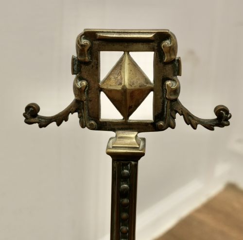 A PAIR OF TALL VICTORIAN BRASS ANDIRONS OR TOOL RESTS - ADDITIONAL PHOTO 3