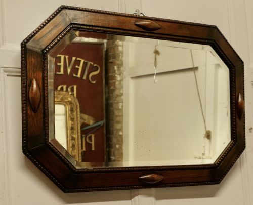 Long Art Deco Octagonal Oak Mirror
