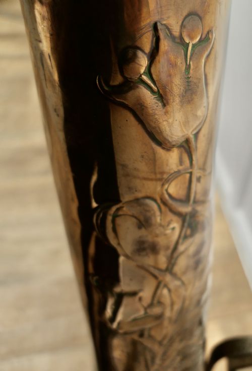 ARTS AND CRAFTS COPPER AND IRON UMBRELLA STAND - ADDITIONAL PHOTO 2
