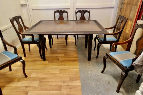 ORIENTAL STYLE CARVED DINING TABLE AND 6 CHAIRS - ADDITIONAL PHOTO 5
