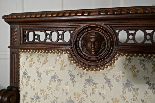 A PAIR OF LARGE FRENCH GOTHIC LIBRARY THRONE CHAIRS - ADDITIONAL PHOTO 7