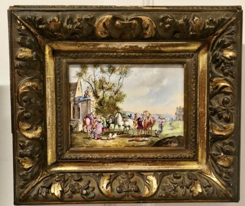 A PAIR OF FRENCH PORCELAIN CERAMIC PLAQUES PAINTED BY P W - ADDITIONAL PHOTO 1