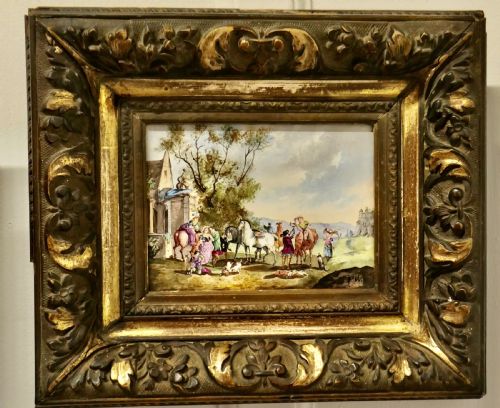 A PAIR OF FRENCH PORCELAIN CERAMIC PLAQUES PAINTED BY P W - ADDITIONAL PHOTO 2