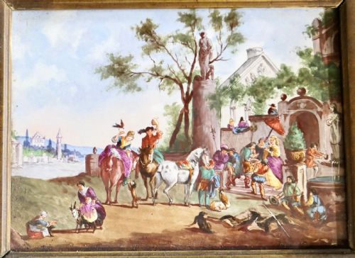 A PAIR OF FRENCH PORCELAIN CERAMIC PLAQUES PAINTED BY P W - ADDITIONAL PHOTO 3