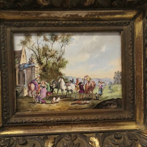 A PAIR OF FRENCH PORCELAIN CERAMIC PLAQUES PAINTED BY P W - ADDITIONAL PHOTO 4