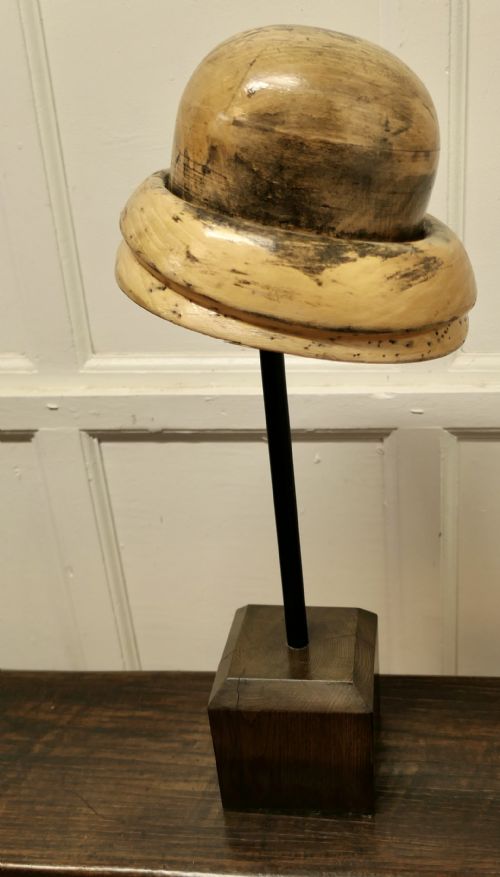 FRENCH FRUIT WOOD HAT BLOCK MILLINERS FORM - ADDITIONAL PHOTO 4