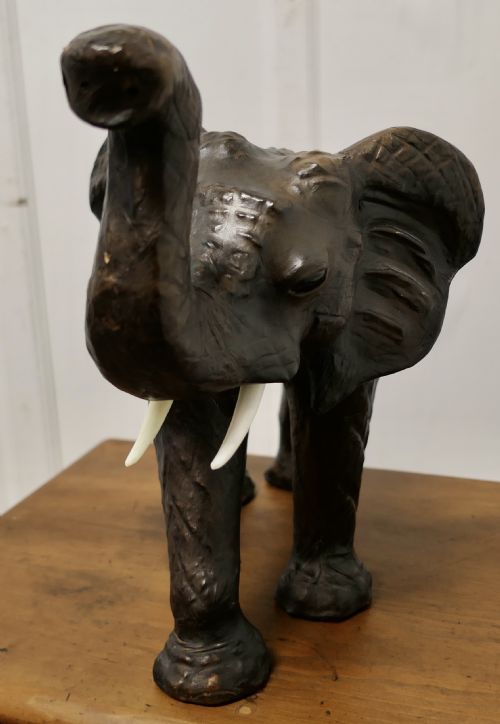 ARTS AND CRAFTS LEATHER MODEL OF AN ELEPHANT - ADDITIONAL PHOTO 2