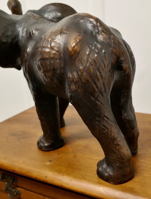 ARTS AND CRAFTS LEATHER MODEL OF AN ELEPHANT - ADDITIONAL PHOTO 4