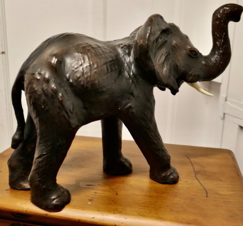 ARTS AND CRAFTS LEATHER MODEL OF AN ELEPHANT - ADDITIONAL PHOTO 5