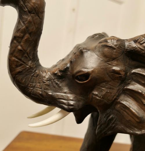 ARTS AND CRAFTS LEATHER MODEL OF AN ELEPHANT - ADDITIONAL PHOTO 6