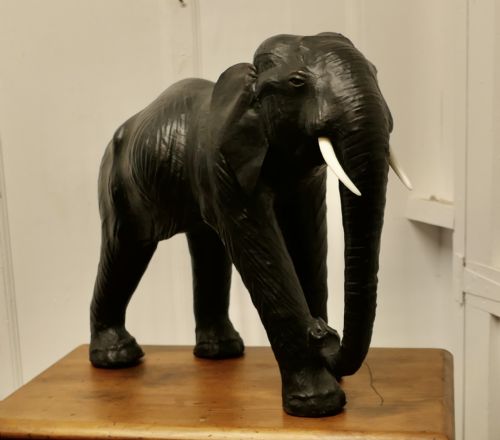 ARTS AND CRAFTS LEATHER MODEL OF A BULL ELEPHANT - ADDITIONAL PHOTO 1