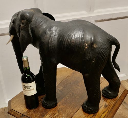 ARTS AND CRAFTS LEATHER MODEL OF A BULL ELEPHANT - ADDITIONAL PHOTO 11