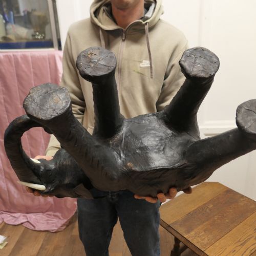 ARTS AND CRAFTS LEATHER MODEL OF A BULL ELEPHANT - ADDITIONAL PHOTO 12