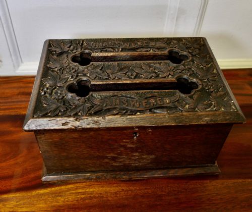 19TH CENTURY CARVED OAK CORRESPONDENCE POST OR LETTER BOX - ADDITIONAL PHOTO 1