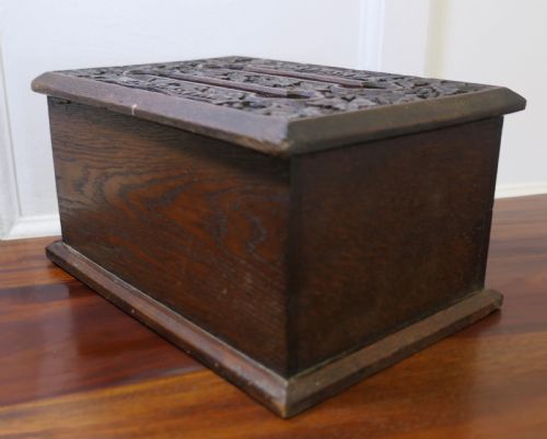 19TH CENTURY CARVED OAK CORRESPONDENCE POST OR LETTER BOX - ADDITIONAL PHOTO 4