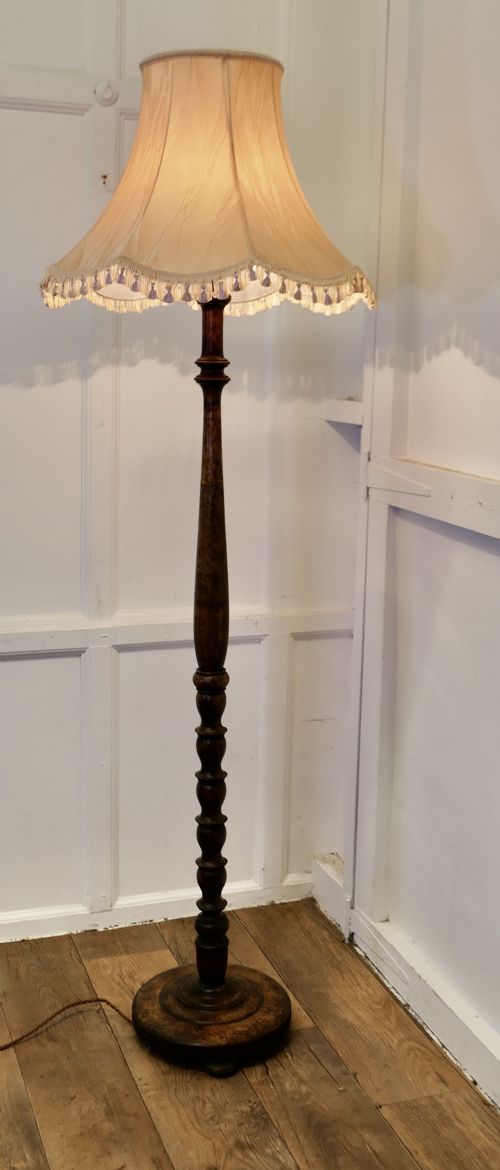 Art Deco Odeon Style Turned Burr  Walnut Standard or Floor Lamp