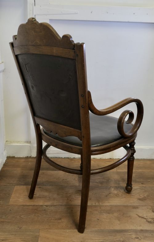 VICTORIAN UPHOLSTERED BENTWOOD SALON OR DESK CHAIR - ADDITIONAL PHOTO 5