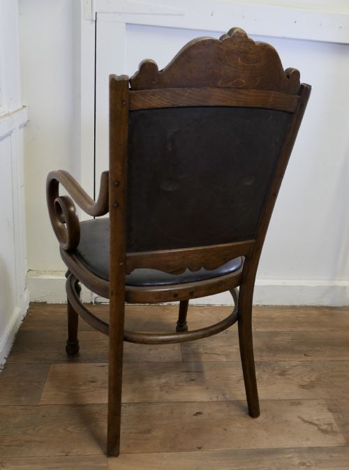VICTORIAN UPHOLSTERED BENTWOOD SALON OR DESK CHAIR - ADDITIONAL PHOTO 6