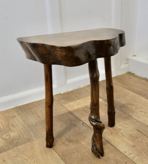 SOLID SLICE OF LIVE EDGE ELM RUSTIC STOOL - ADDITIONAL PHOTO 1
