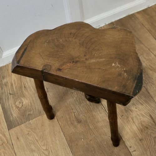 SOLID SLICE OF LIVE EDGE ELM RUSTIC STOOL - ADDITIONAL PHOTO 3
