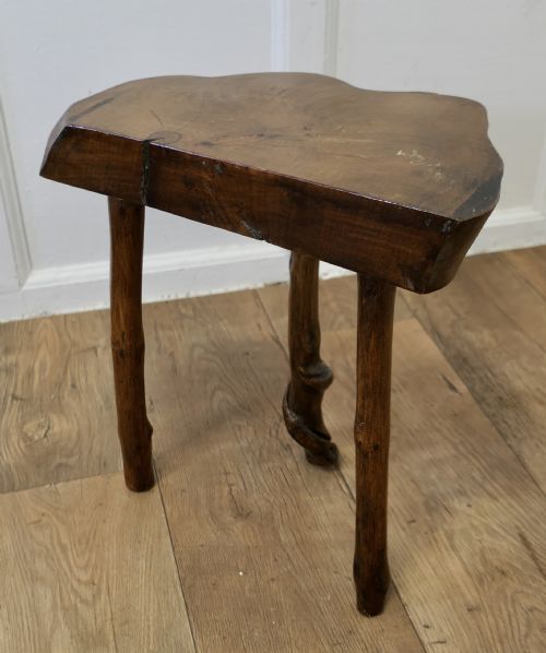 SOLID SLICE OF LIVE EDGE ELM RUSTIC STOOL - ADDITIONAL PHOTO 5