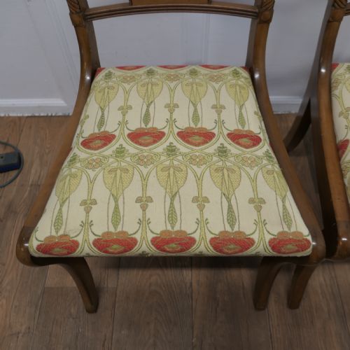 SET OF 4 ART NOUVEAU WALNUT DINING CHAIRS - ADDITIONAL PHOTO 3