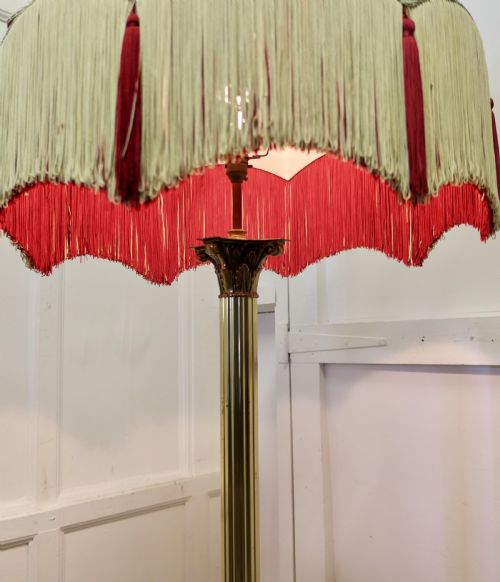 BRASS ARTS AND CRAFTS FLOOR LAMP HAND MADE SHADE - ADDITIONAL PHOTO 3