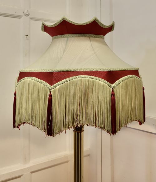 BRASS ARTS AND CRAFTS FLOOR LAMP HAND MADE SHADE - ADDITIONAL PHOTO 4