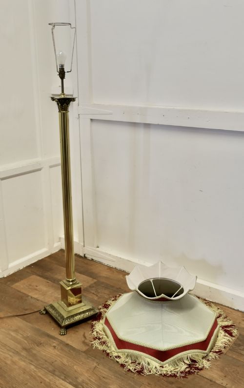 BRASS ARTS AND CRAFTS FLOOR LAMP HAND MADE SHADE - ADDITIONAL PHOTO 7