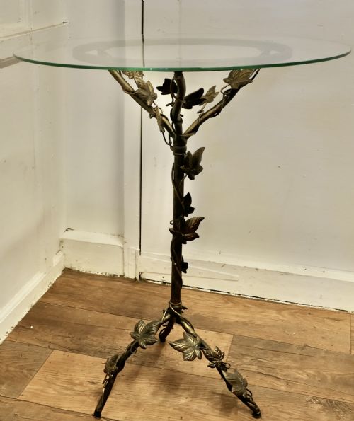 PETITE FRENCH TOLEWARE AND GLASS WINE TABLE - ADDITIONAL PHOTO 5