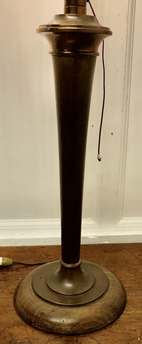 TALL ART DECO WALNUT AND COPPER TABLE LAMP - ADDITIONAL PHOTO 2