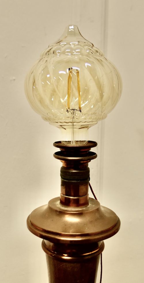 TALL ART DECO WALNUT AND COPPER TABLE LAMP - ADDITIONAL PHOTO 7