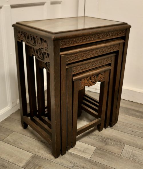 BEAUTIFULLY CARVED CHINOISERIE NEST OF FOUR TABLES - ADDITIONAL PHOTO 11