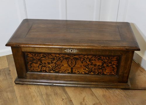 fig 1. Arts and Crafts Carved Oak Marriage Chest or Carved Coffer