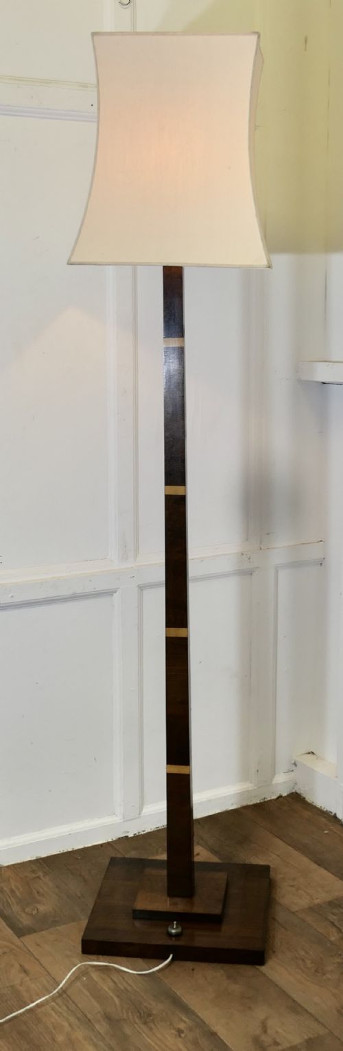SUPERB QUALITY ART DECO ODEON STYLE GOLDEN WALNUT FLOOR LAMP - ADDITIONAL PHOTO 1