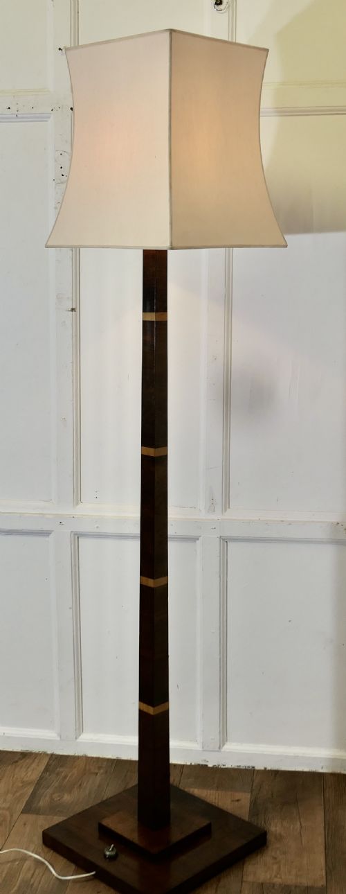 SUPERB QUALITY ART DECO ODEON STYLE GOLDEN WALNUT FLOOR LAMP - ADDITIONAL PHOTO 2