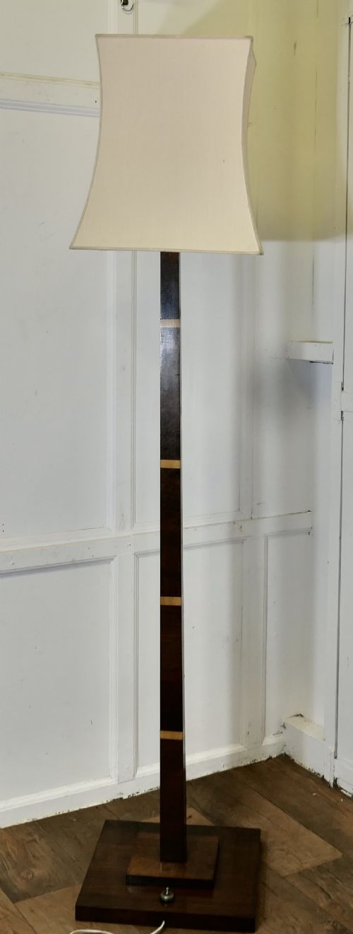SUPERB QUALITY ART DECO ODEON STYLE GOLDEN WALNUT FLOOR LAMP - ADDITIONAL PHOTO 5